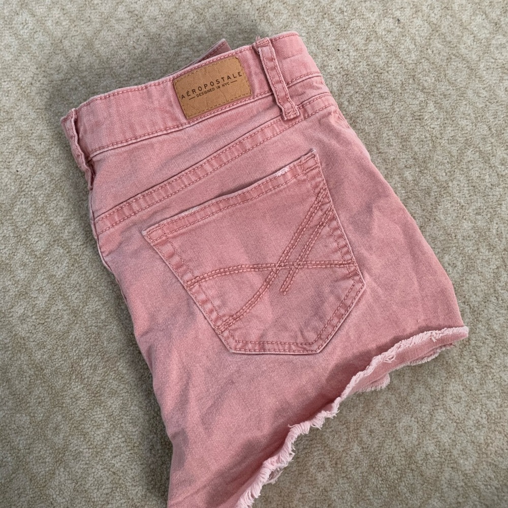 High Waisted Pink Aeropostale Ripped Jean Shorts